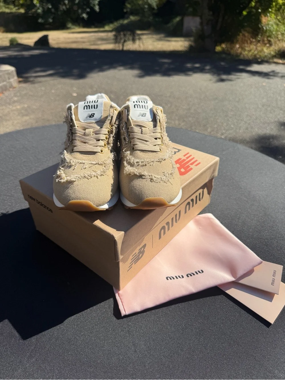 Miu Miu x New Balance 530 Sneakers – Tan/Beige